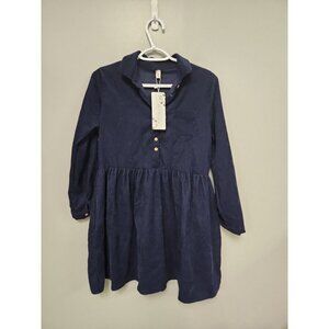 Mei YI KA Aline Dress Womens MED Blue Corduroy Oversized Schoolgirl Blue NWT